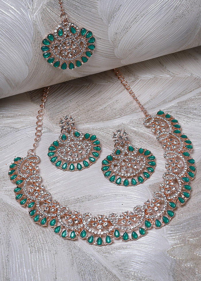 Green Alloy Glossy Jewellery Set