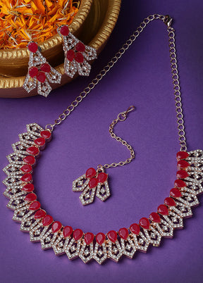 Red Alloy Glossy Jewellery Set