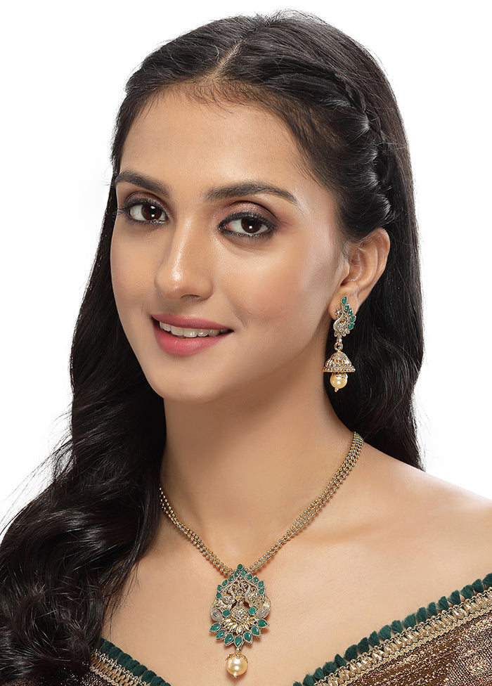 Green Alloy Glossy Jewellery Set