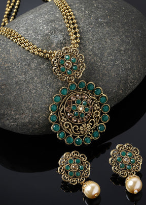 Green Alloy Glossy Jewellery Set