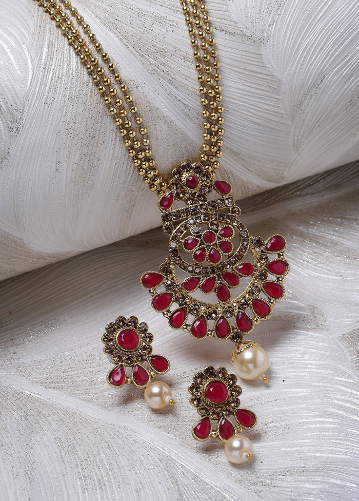 Maroon Alloy Glossy Jewellery Set