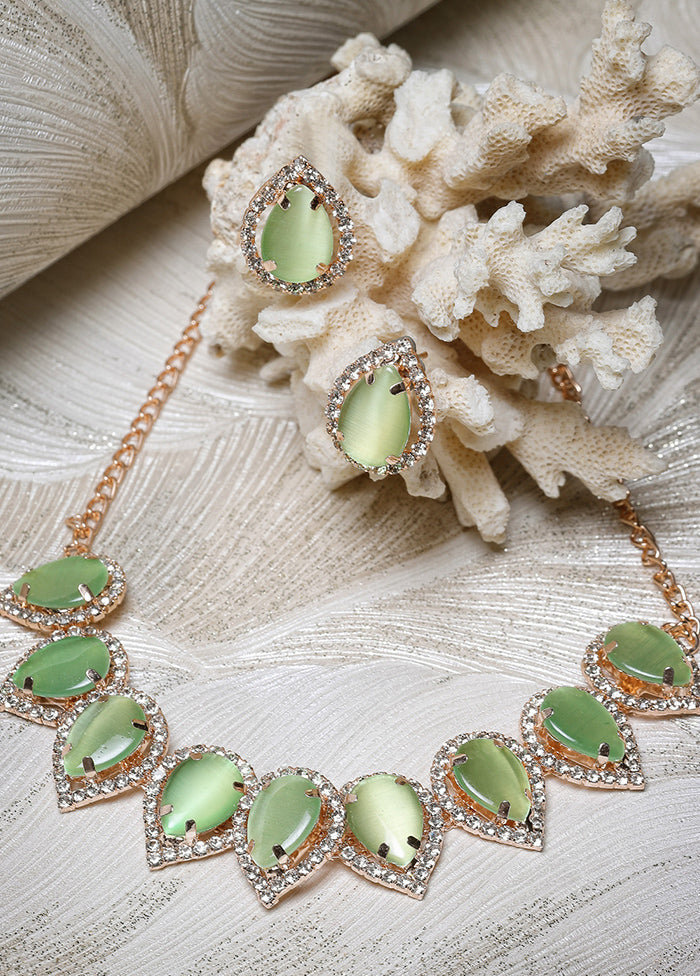 Green Alloy Glossy Jewellery Set