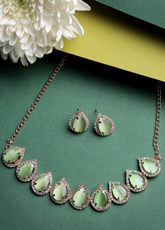 Green Alloy Glossy Jewellery Set