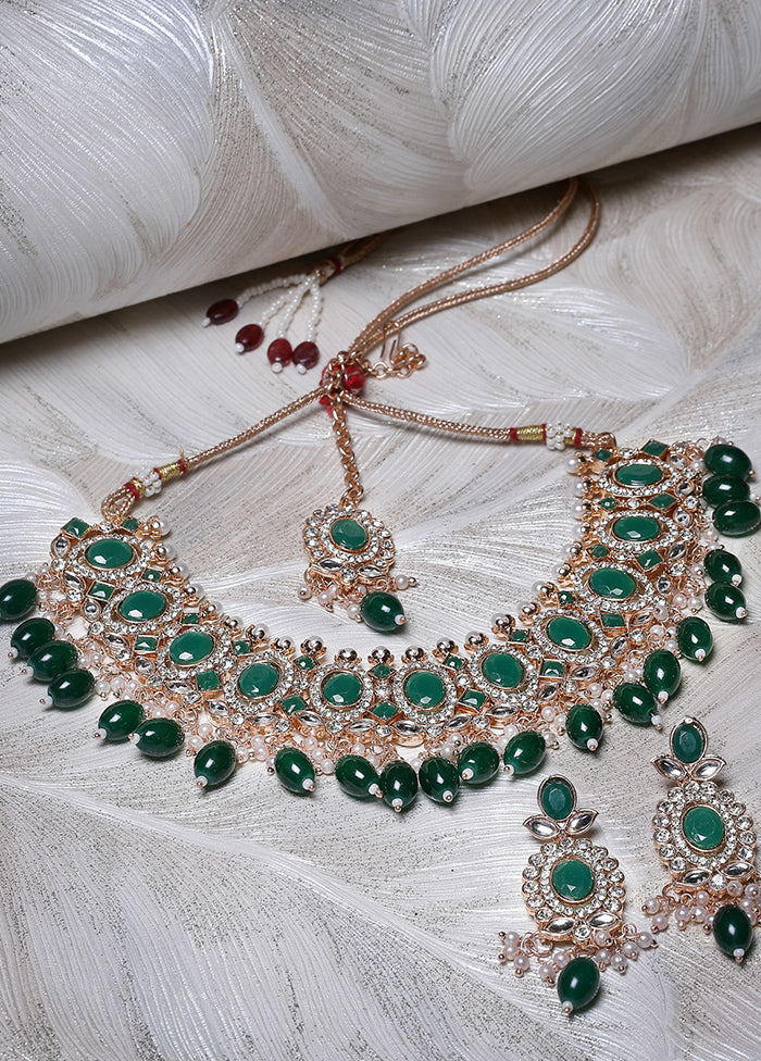 Green Alloy Glossy Jewellery Set