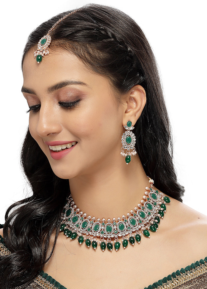 Green Alloy Glossy Jewellery Set