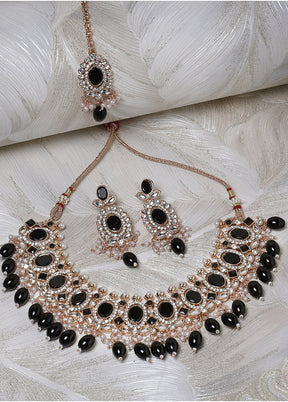 Black Alloy Glossy Jewellery Set