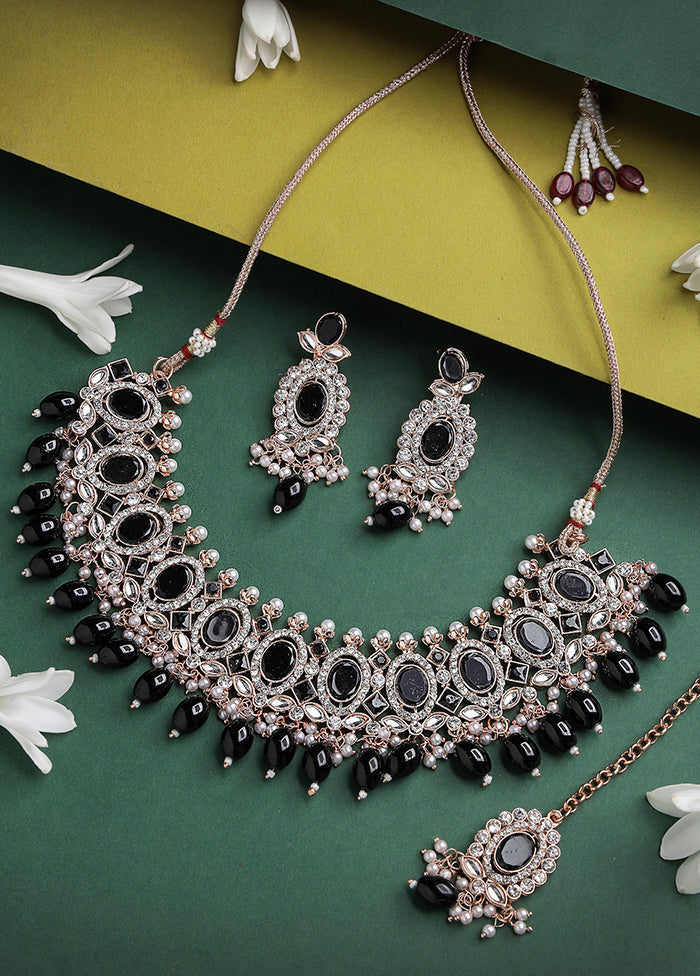 Black Alloy Glossy Jewellery Set