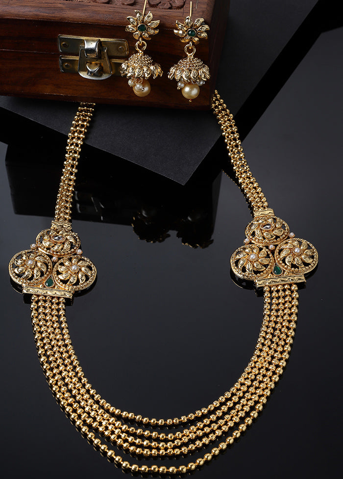 Golden Alloy Glossy Jewellery Set