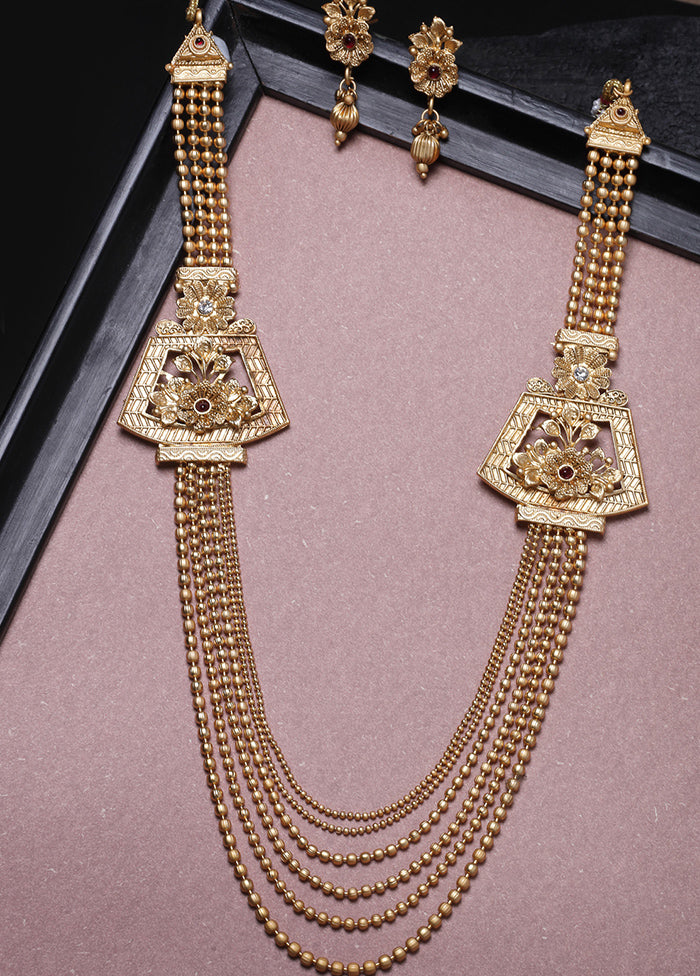 Golden Alloy Glossy Jewellery Set