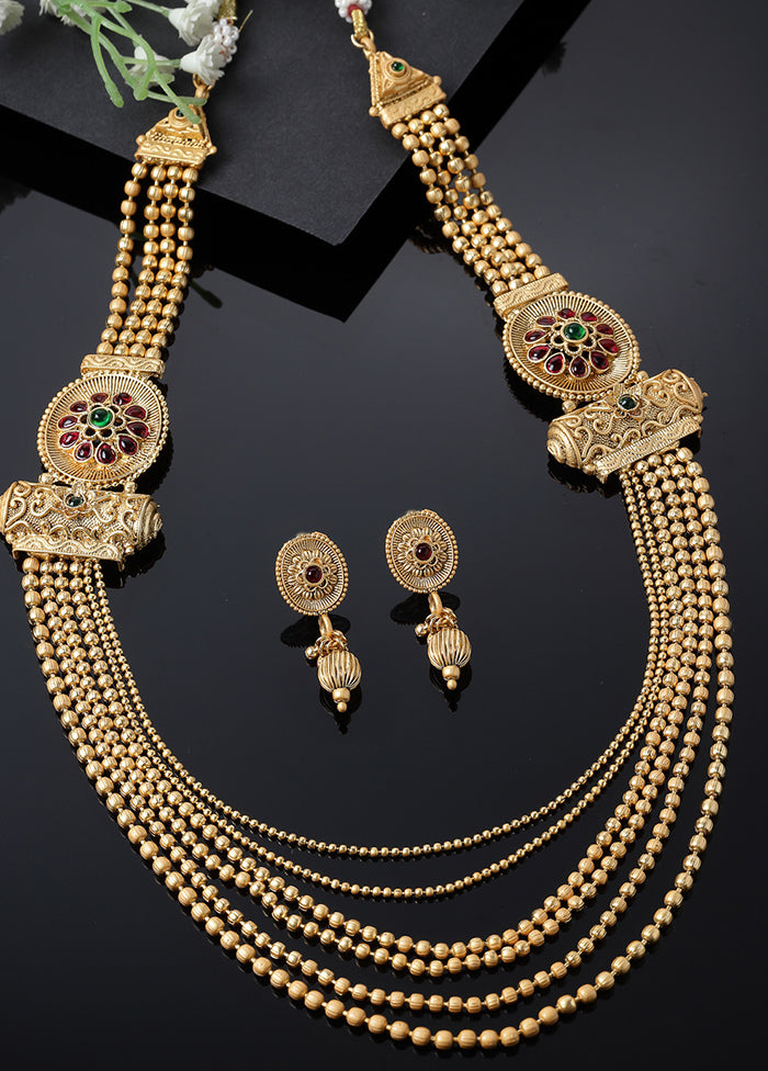 Golden Alloy Glossy Jewellery Set