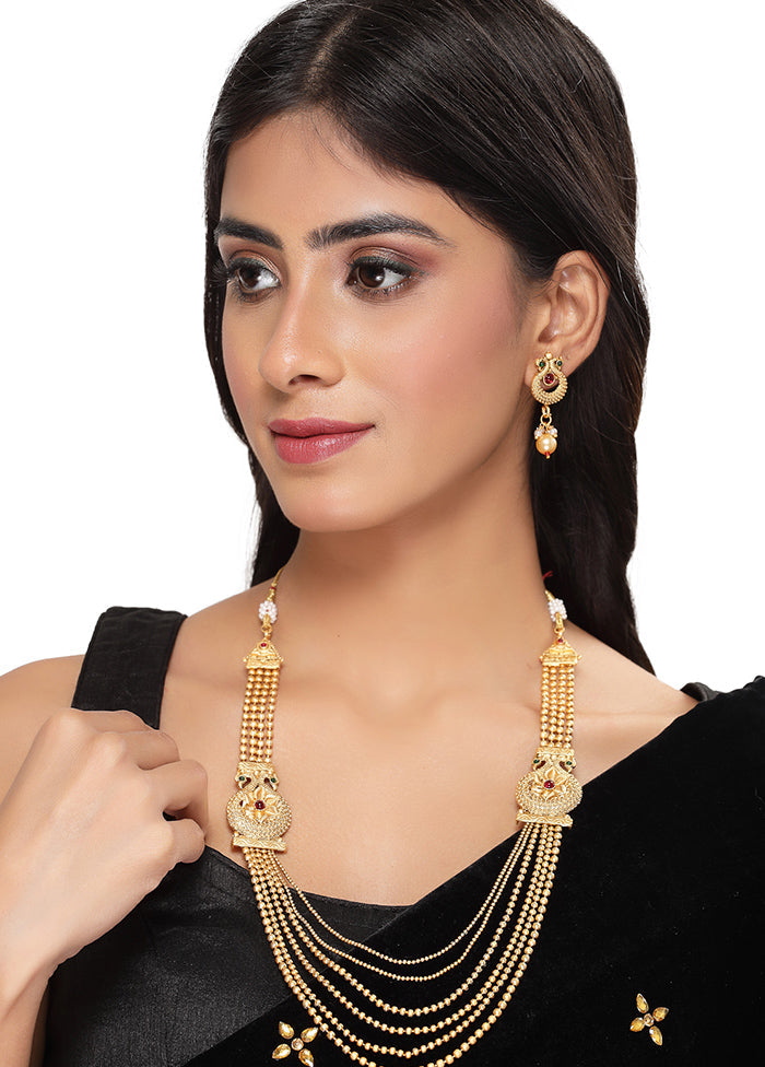 Golden Alloy Glossy Jewellery Set