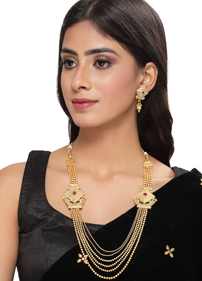 Golden Alloy Glossy Jewellery Set