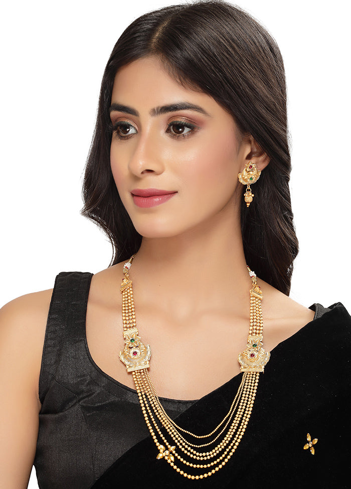 Golden Alloy Glossy Jewellery Set