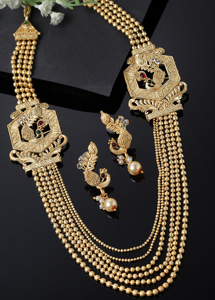 Golden Alloy Glossy Jewellery Set