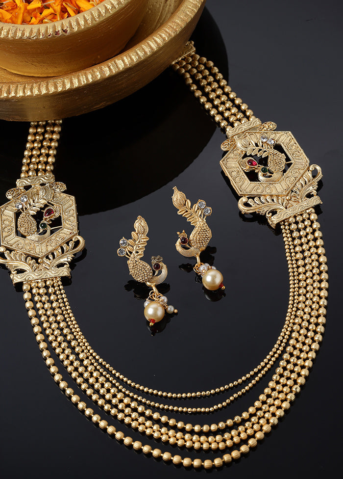 Golden Alloy Glossy Jewellery Set