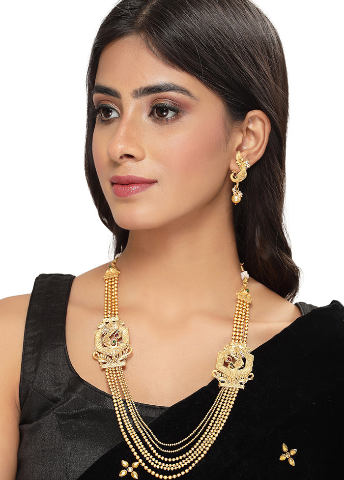 Golden Alloy Glossy Jewellery Set