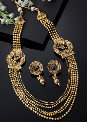 Golden Alloy Glossy Jewellery Set