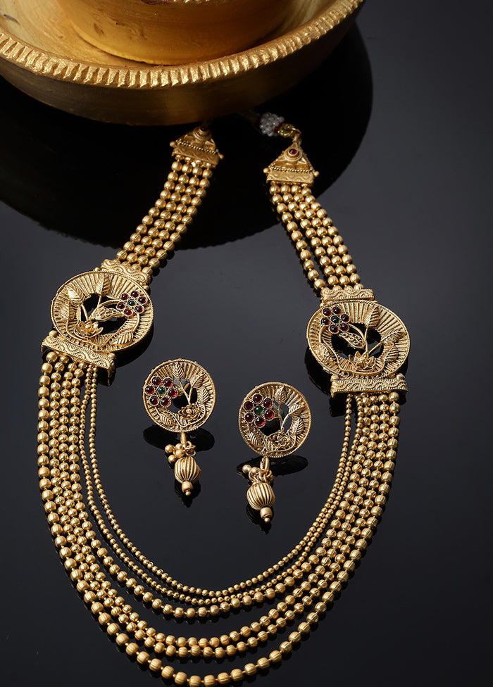 Golden Alloy Glossy Jewellery Set