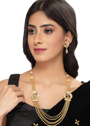 Golden Alloy Glossy Jewellery Set