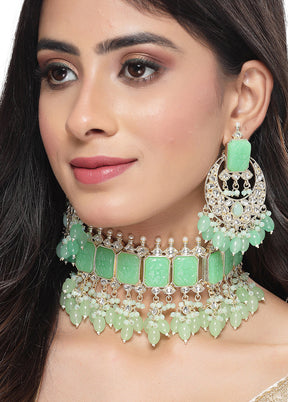 Green Alloy Glossy Jewellery Set