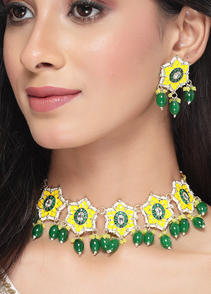 Green Alloy Glossy Jewellery Set