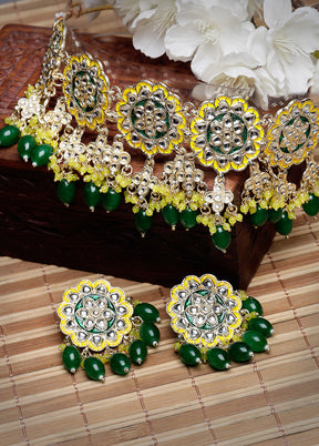 Green Alloy Glossy Jewellery Set