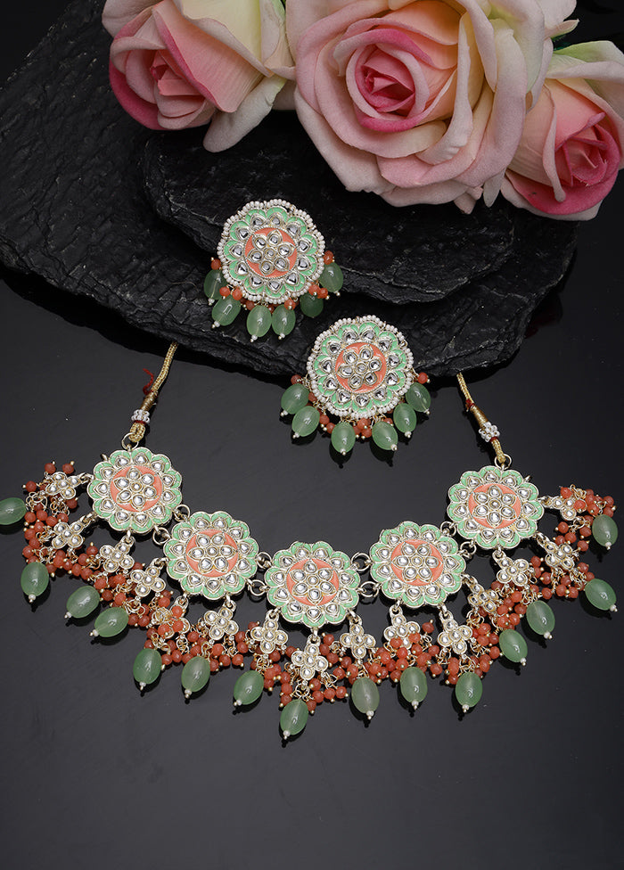 Green Alloy Glossy Jewellery Set