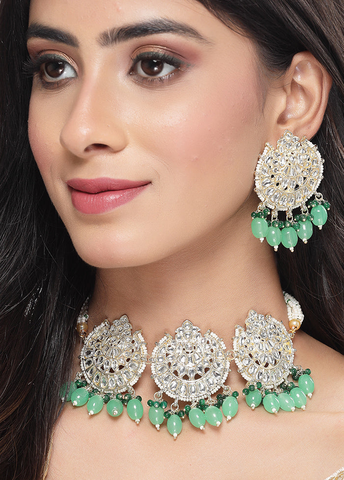 Green Alloy Glossy Jewellery Set