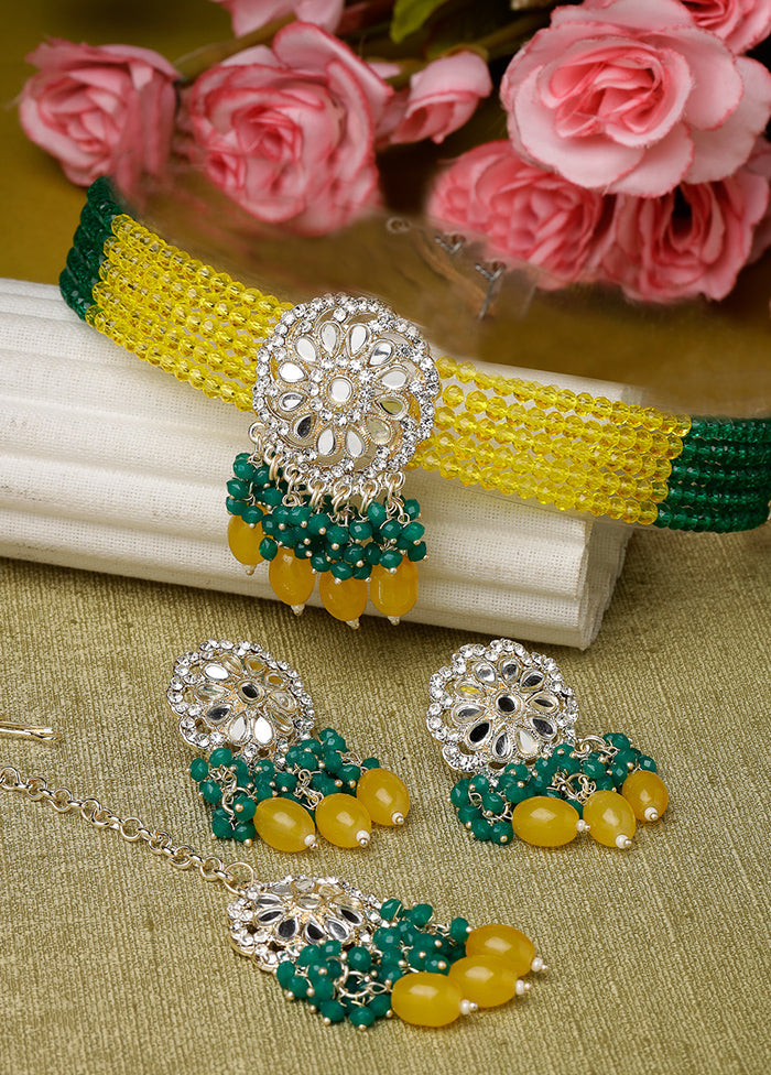 Green Alloy Glossy Jewellery Set