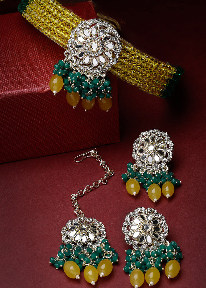 Green Alloy Glossy Jewellery Set