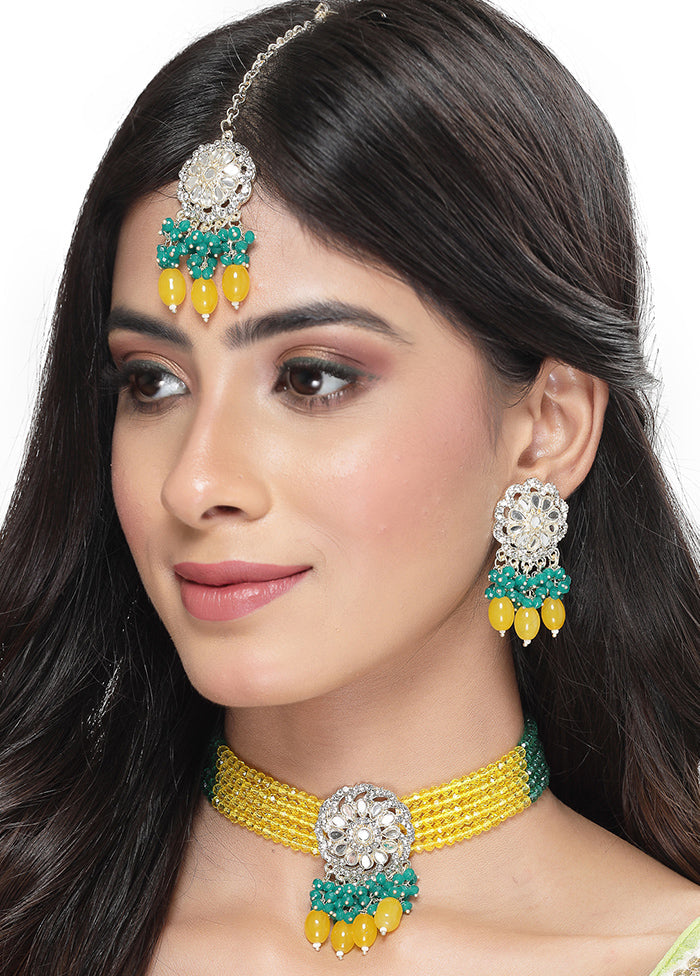 Green Alloy Glossy Jewellery Set