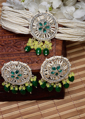 Green Alloy Glossy Jewellery Set