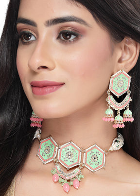 Green Alloy Glossy Jewellery Set