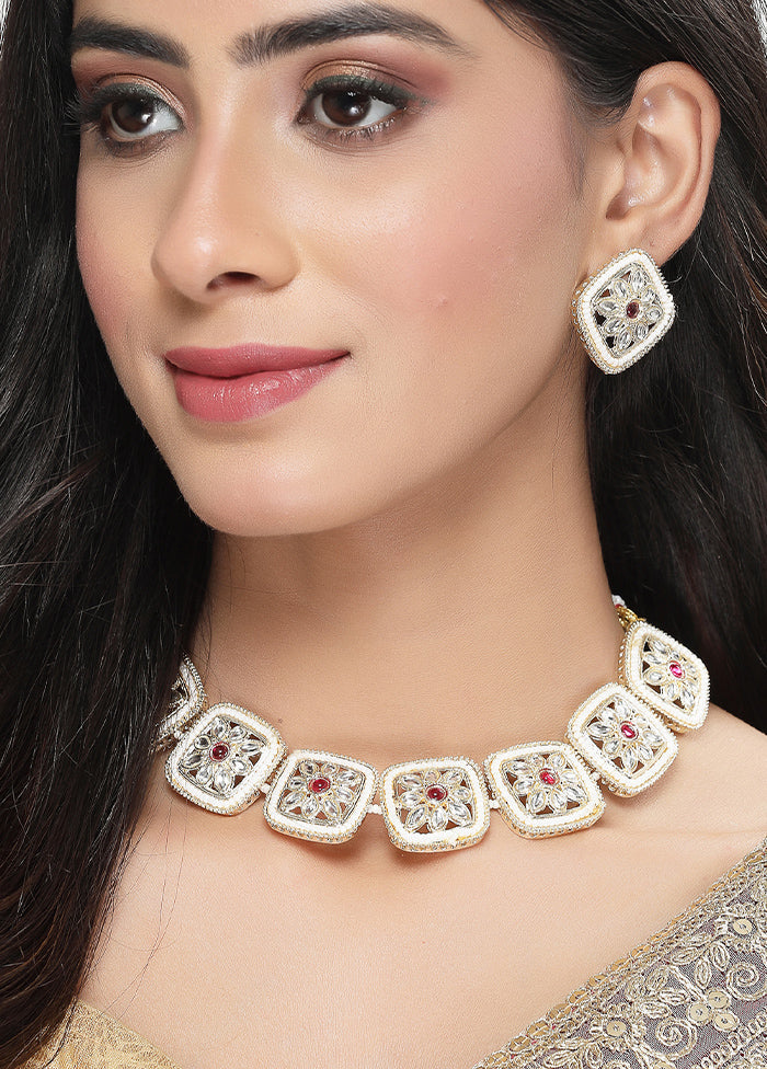 White Alloy Glossy Jewellery Set