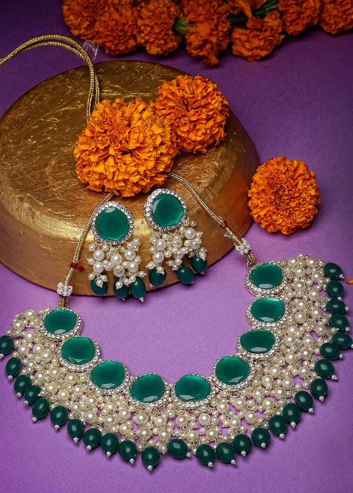 Green Alloy Glossy Jewellery Set