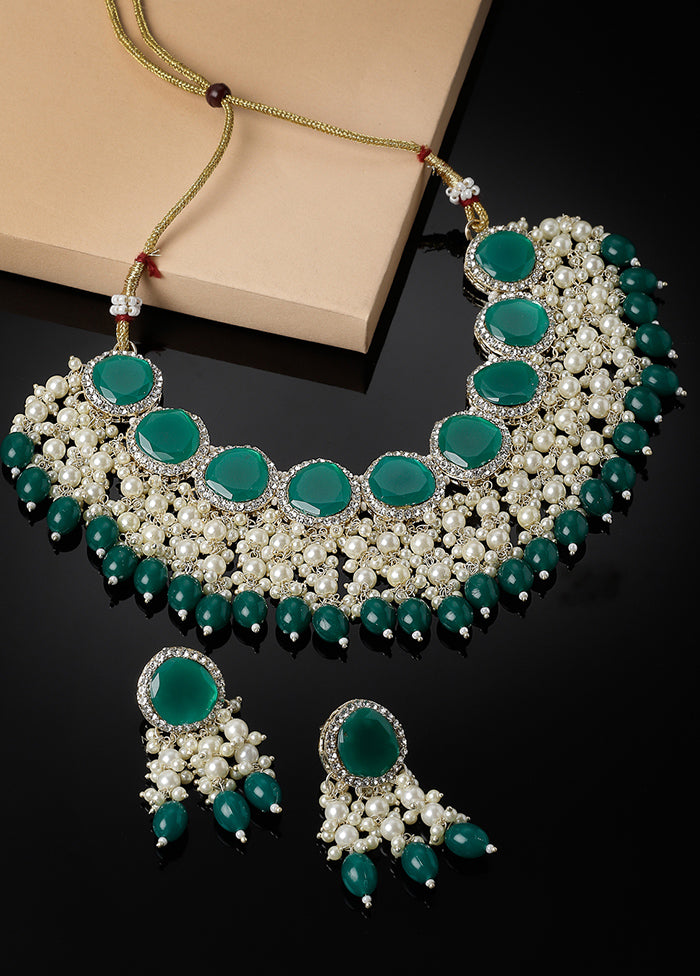 Green Alloy Glossy Jewellery Set