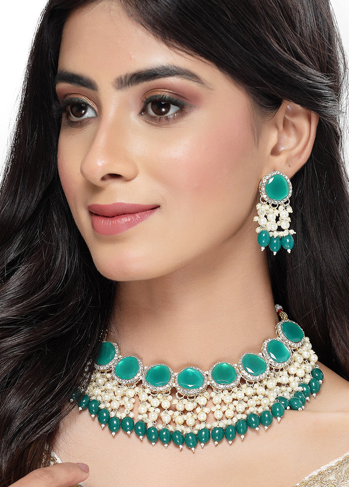 Green Alloy Glossy Jewellery Set