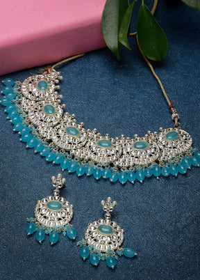 Blue Alloy Glossy Jewellery Set