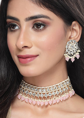 Pink Alloy Glossy Jewellery Set