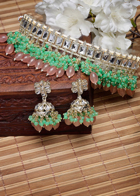 Green Alloy Glossy Jewellery Set