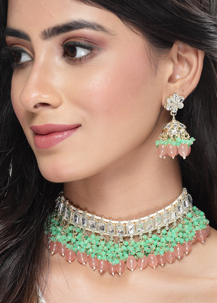 Green Alloy Glossy Jewellery Set