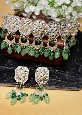 Green Alloy Glossy Jewellery Set