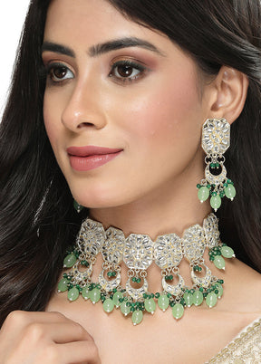 Green Alloy Glossy Jewellery Set