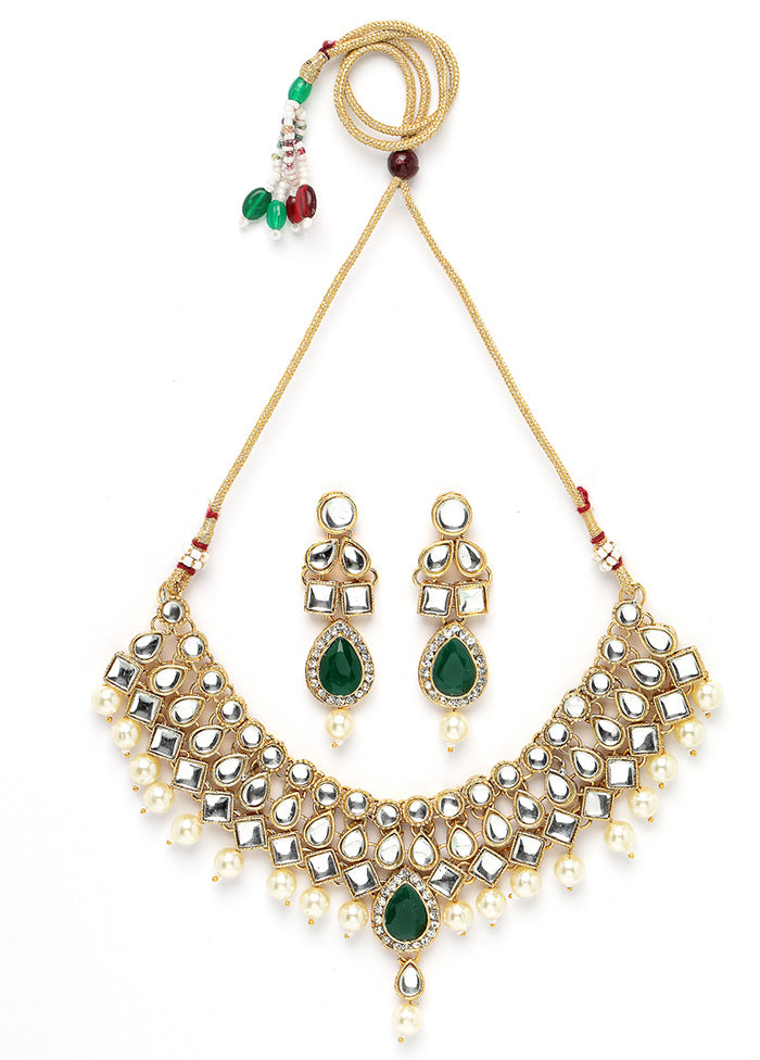 Green Alloy Glossy Jewellery Set