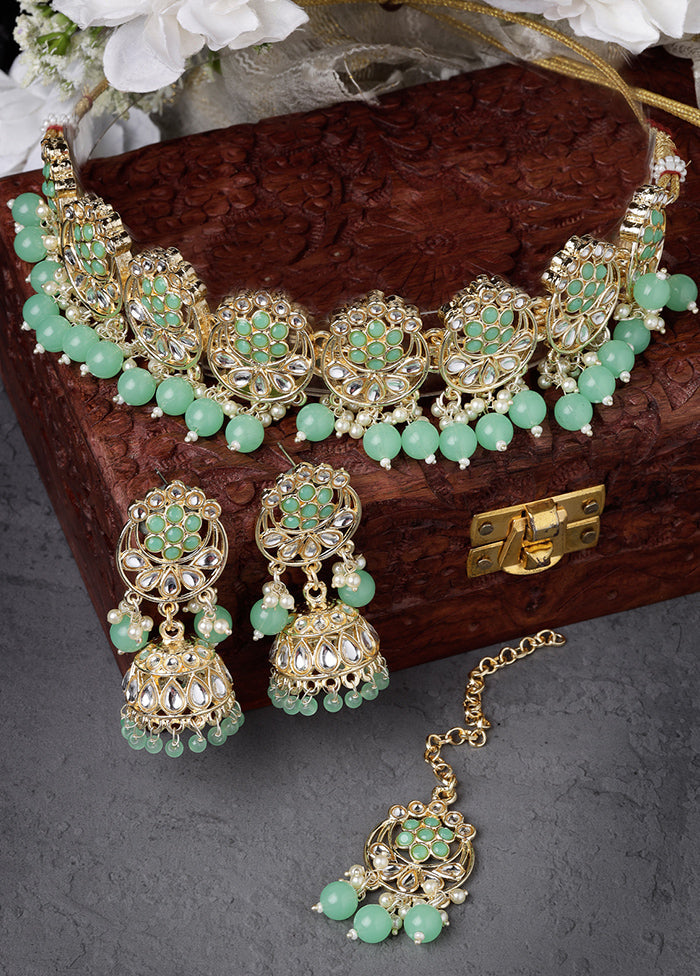 Green Alloy Glossy Jewellery Set