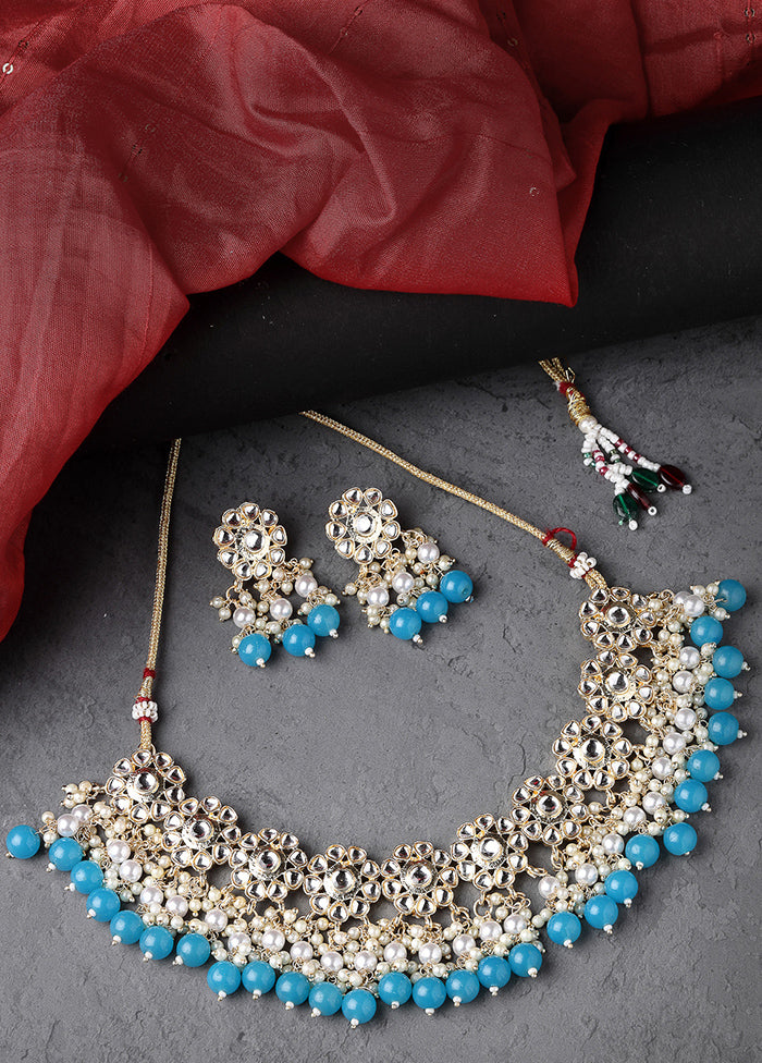 Blue Alloy Glossy Jewellery Set