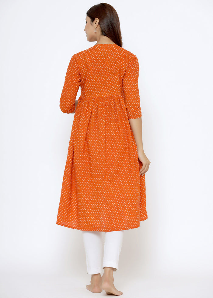 Orange Pure Readymade Cotton Maternity Kurti - Indian Silk House Agencies