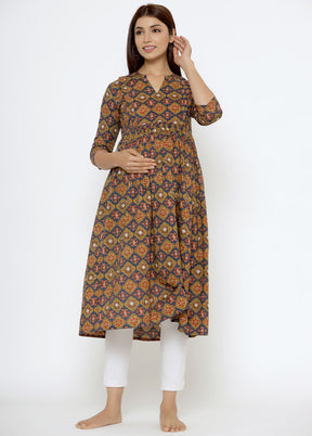 Blue Pure Readymade Cotton Maternity Kurti - Indian Silk House Agencies