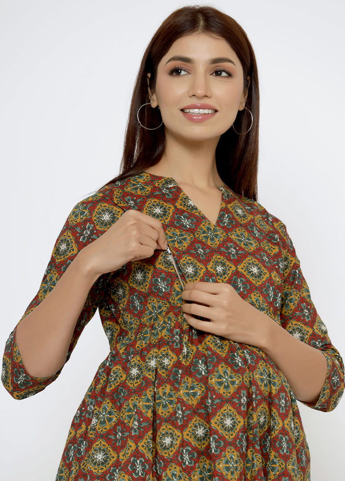 Maroon Pure Readymade Cotton Maternity Kurti - Indian Silk House Agencies