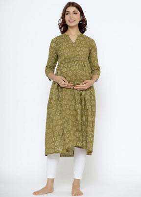 Mehendi Pure Readymade Cotton Maternity Kurti - Indian Silk House Agencies